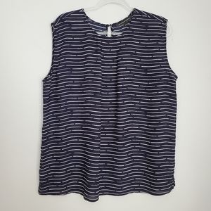 Navy Blue & White Chiffon Top Size XXL
